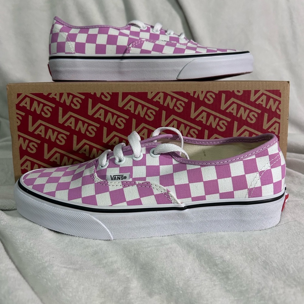 Vans Pink and White Checkered Sneakers